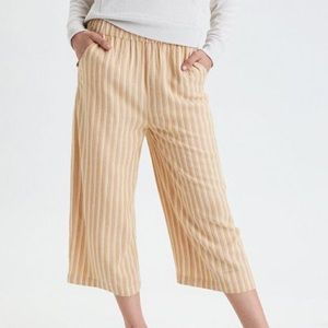 AE Yellow and White Striped Culotte Pants